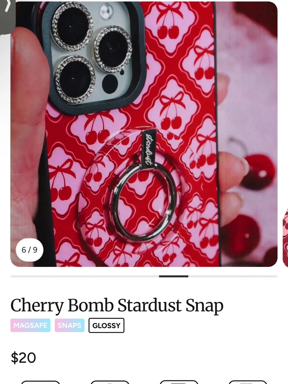 Cherry Bomb iPhone 16 Pro Max Stardust Snap & MagSafe Ring